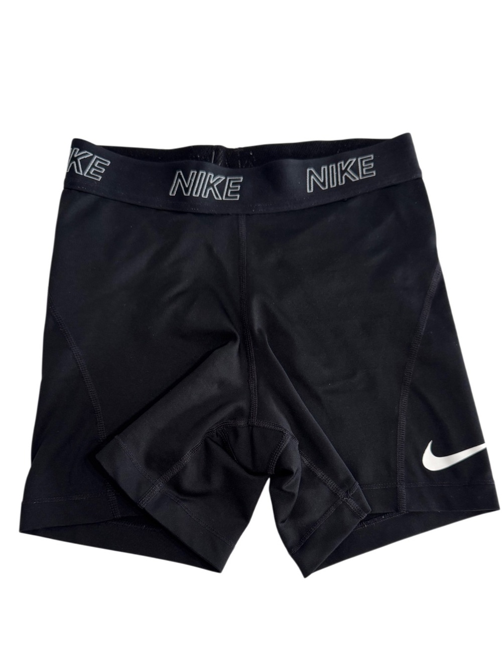 Nike Black Athletic Compression Shorts with White Swoosh
